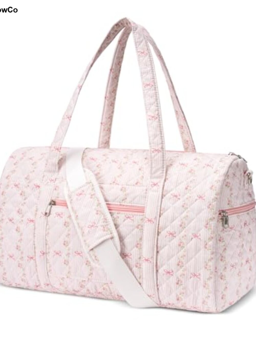 Quilted Floral Duffle Bag Travel Gym Weekend Cotton Zip